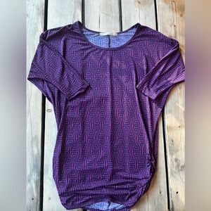 41 HAWTHORN Pink Purple Patterned Kearny Dolman Ruched Sides Top Size Medium